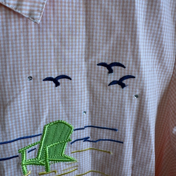 Breckenridge Peach Checkered Shirt - Picture 4 of 5